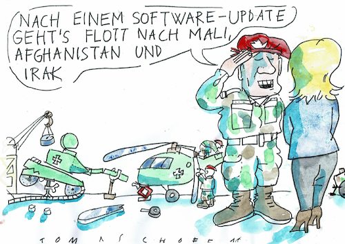 Cartoon: Update (medium) by Jan Tomaschoff tagged bundeswehr,auslandseinsätze,technik,bundeswehr,auslandseinsätze,technik