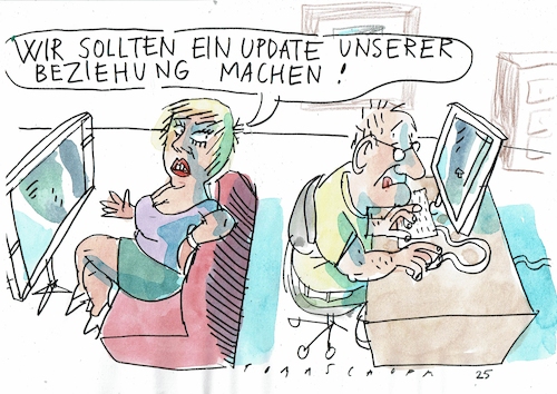 Cartoon: Update (medium) by Jan Tomaschoff tagged pc,internet,beziegung,kommunikation,pc,internet,beziegung,kommunikation
