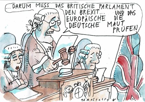 Cartoon: Urteil (medium) by Jan Tomaschoff tagged brexit,maut,brexit,maut