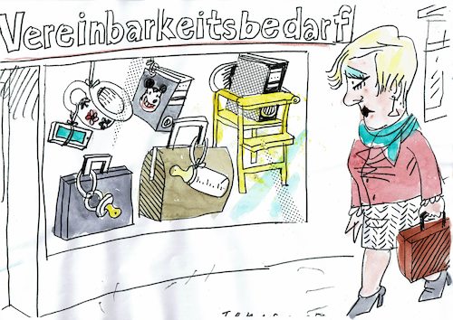 Cartoon: vereinbar (medium) by Jan Tomaschoff tagged frauen,jobs,vereinbarkeit,familie,frauen,jobs,vereinbarkeit,familie