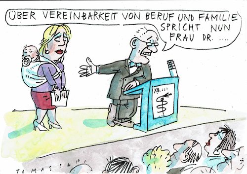 Cartoon: Vereinbarkeit (medium) by Jan Tomaschoff tagged beruf,karriere,familie,kind,beruf,karriere,familie,kind