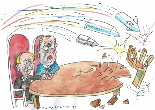 Cartoon: Verhandeln (medium) by Jan Tomaschoff tagged krieg,russland,putin,ukraine,krieg,russland,putin,ukraine