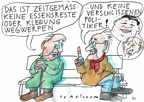 Cartoon: verschlissen (medium) by Jan Tomaschoff tagged autokraten,demokratie,politiker,putin,xi,autokraten,demokratie,politiker,putin,xi