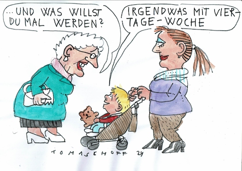 Cartoon: Viertagewoche (medium) by Jan Tomaschoff tagged arbeit,arbeitszeit,beruf,arbeit,arbeitszeit,beruf