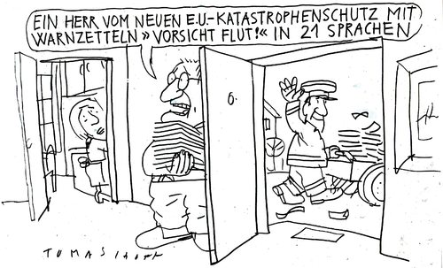 Cartoon: Vorsicht Flut! (medium) by Jan Tomaschoff tagged flutkatastrophen