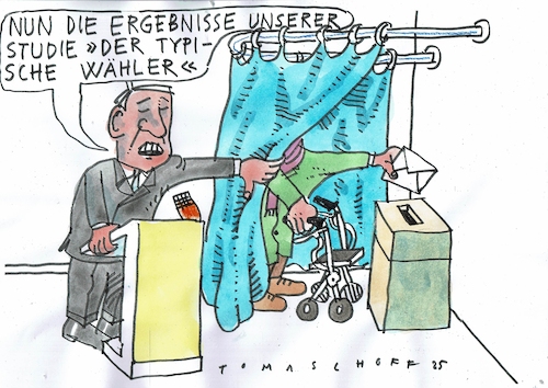 Cartoon: Wähler (medium) by Jan Tomaschoff tagged wahlen,senioren,rentner,demografie,wahlen,senioren,rentner,demografie