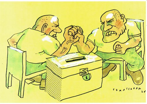 Cartoon: Wahl (medium) by Jan Tomaschoff tagged wahl,wahlkampof,fairness,wahl,wahlkampof,fairness