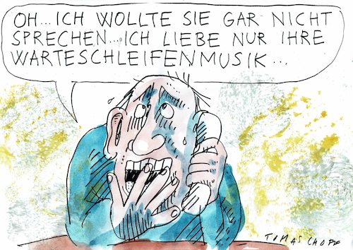 Cartoon: Warteschleife (medium) by Jan Tomaschoff tagged kommunikation,medien,musik,kommunikation,medien,musik
