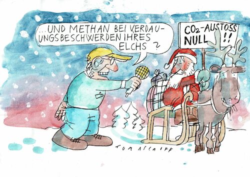 Cartoon: Weihnacht12 (medium) by Jan Tomaschoff tagged co2,methan,weihnachtesmann,elch,co2,methan,weihnachtesmann,elch