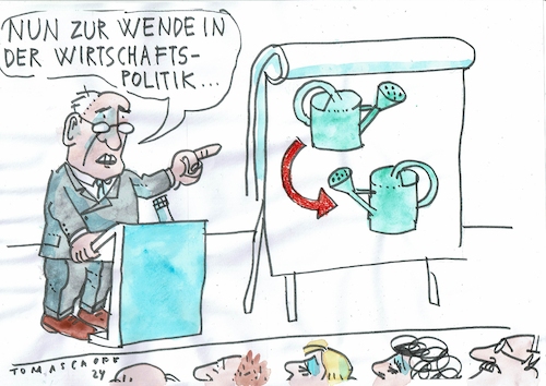 Cartoon: Wende (medium) by Jan Tomaschoff tagged wirtschaft,wende,subventionen,wirtschaft,wende,subventionen