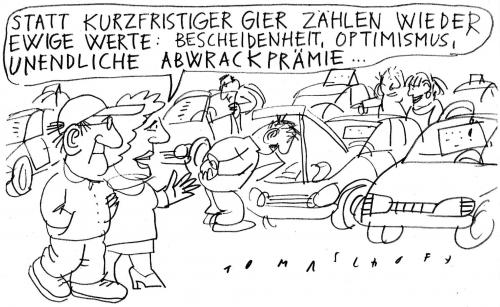 Cartoon: Wertewandel (medium) by Jan Tomaschoff tagged werte,wirtschaftskrise,depression,rezession