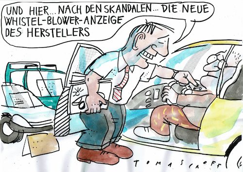 Cartoon: Whistle blower (medium) by Jan Tomaschoff tagged auto,abgasskandal,auto,abgasskandal