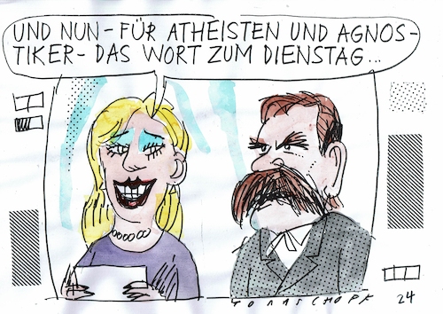 Cartoon: Wort (medium) by Jan Tomaschoff tagged glaube,skepsis,nietzsche,glaube,skepsis,nietzsche