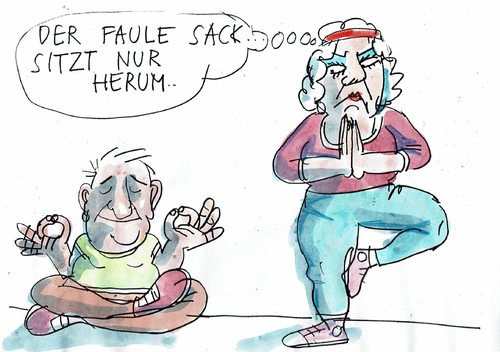 Cartoon: Yoga (medium) by Jan Tomaschoff tagged pertnerschaft,yoga,pertnerschaft,yoga