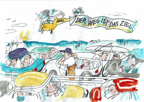 Cartoon: Ziel (medium) by Jan Tomaschoff tagged stau,auto,verkehr,stau,auto,verkehr