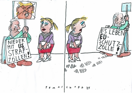 Cartoon: Zölle (medium) by Jan Tomaschoff tagged usa,trump,zölle,eu,usa,trump,zölle,eu