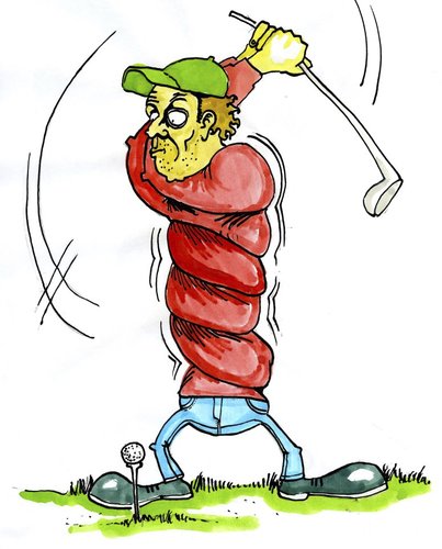 Cartoon: Croocked golfplayer (medium) by FART tagged golf