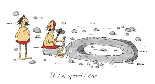 Cartoon: car (medium) by draganm tagged car,stone,age
