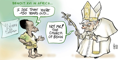 Cartoon: Benoit XVI. (medium) by Damien Glez tagged pope,benoit,africa
