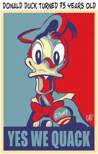 Cartoon: Donald 75 (medium) by Damien Glez tagged donald,duck,75,birthday,disney