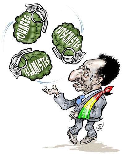 Cartoon: Interim Mali President (medium) by Damien Glez tagged president,mali,traore,dioncounda
