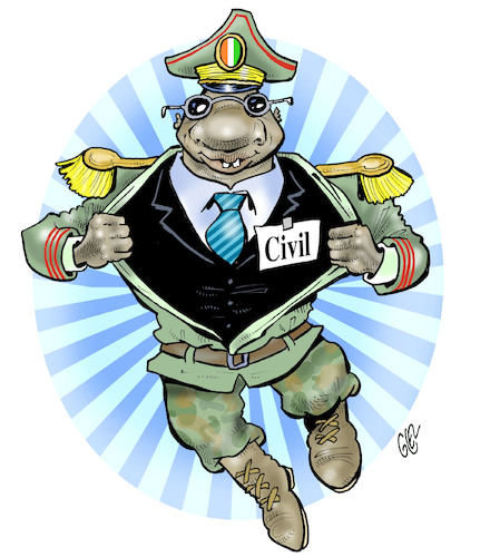 Cartoon: Military civil (medium) by Damien Glez tagged military,army,civil,politicians,putsch,coup,detat,military,army,civil,politicians,putsch,coup,detat