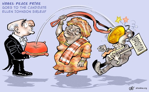Cartoon: Nobel Peace Prize (medium) by Damien Glez tagged nobel,peace,prize,2011