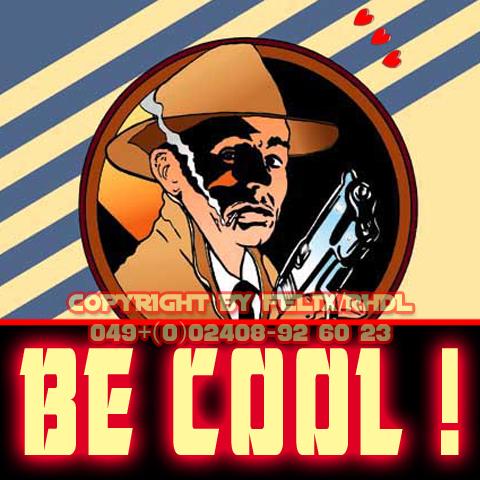 Cartoon: Be Cool - Comic Vignette (medium) by FeliXfromAC tagged logo,detective,gun,action,man,detektiv,felix,alias,reinhard,horst,design,line,aachen,stockart,retro,50s,smoker,rauchen,
