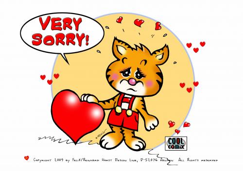 Cartoon: Cartoon Greeting Card (medium) by FeliXfromAC tagged cat,katze,comix,animal,tier,tiere,animals,niedlich,cartoon,herz,lieb,nice,felix,alias,reinhard,horst,nett,love,liebe,sorry,tut,mir,leid,glückwünsche,stockart