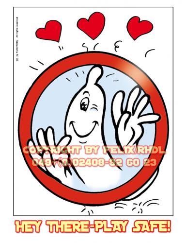 Cartoon: Cartoon Poster PLAY SAFE (medium) by FeliXfromAC tagged play,safe,saver,kondom,condome,herz,cartoon,liebe,mann,frau,woman,felix,reinhard,horst,design,line,aachen,stockart,geschlechtverkehr,love,