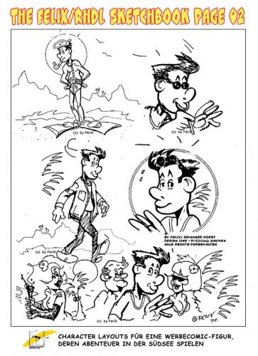 Cartoon: Character Designs (medium) by FeliXfromAC tagged character,model,sheet,man,mann,sexy,felix,alias,reinhard,horst,südsee,adventure,abenteuer,sympathiefigur,cartoon,comic,design,line,aachen,layout,entwurf,