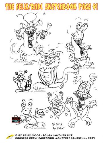 Cartoon: Monster Sketchbook (medium) by FeliXfromAC tagged monster,mutants,layout,stockart,frau,mann,man,woman,felix,alias,reinhard,horst,horror,aachen,design,line,comic,cartoon,love,