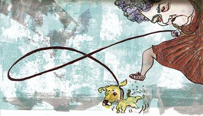 Cartoon: er 3 (medium) by illustrita tagged woman,dog,frau,hund,animals,tiere
