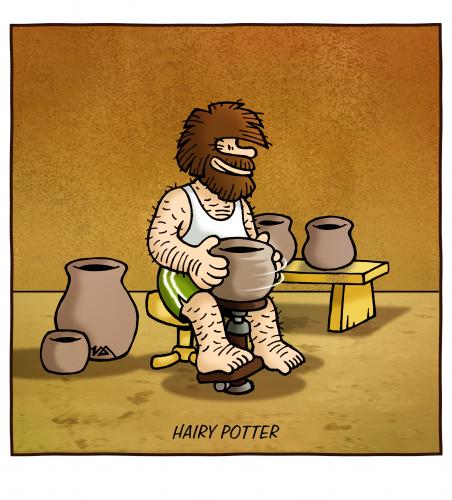 Cartoon: Hairy Potter (medium) by volkertoons tagged potter,magic,hair,cartoon,volkertoons,harry potter,literatur,romanreihe,roman,buch,fantasy,joanne rowling,zauberer,haare,haarig,wortspiel,töpfer,handwerk,topf,arbeit,beruf,behaart,haarwuchs,bart,mann,aussehen,harry,potter,joanne,rowling,kultur