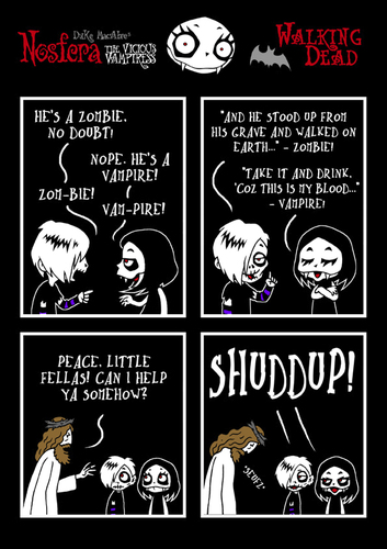 Cartoon: NOSFERA - Walking Dead - english (medium) by volkertoons tagged nosfera,böse,vampöse,vicious,vampiress,vampir,vampire,vampires,zombie,zombies,dead,undead,tot,untot,believe,belied,glaube,glauben,jesus,christus,gothic