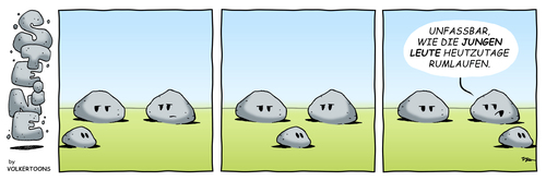 Cartoon: STEINE - Junge Leute (medium) by volkertoons tagged stein,steine,stone,stones,jugendliche,youngsters,kids,generations,generationenkonflikt,humor,stein,steine,stone,stones,jugendliche,youngsters,kids,generations,generationenkonflikt,humor