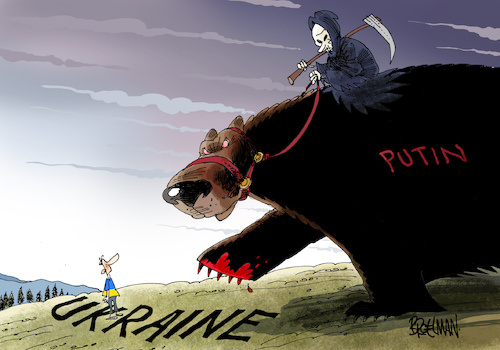 Cartoon: Putin attacks Ukraine (medium) by Broelman tagged putin,ukraine