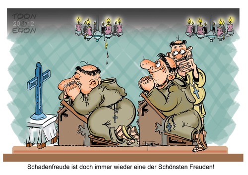 Cartoon: Abendgebet mit Schadenfreude (medium) by cartoonist_egon tagged kirche,relegion,abengebet,beichte