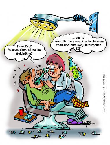 Cartoon: GOLDRAUSCH... (medium) by cartoonist_egon tagged zahnarzt,krankenkassenfond