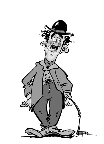 Cartoon: Hommage an CharlyChaplin (medium) by cartoonist_egon tagged tramp,cahraly,chaplin,comedian,slapstick