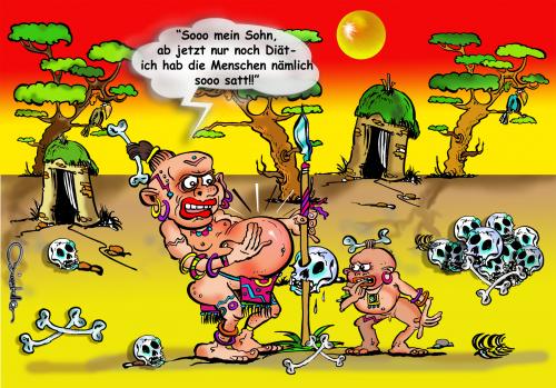 Cartoon: KannibalenDIÄT (medium) by cartoonist_egon tagged kannibalen,diät,humor,fun