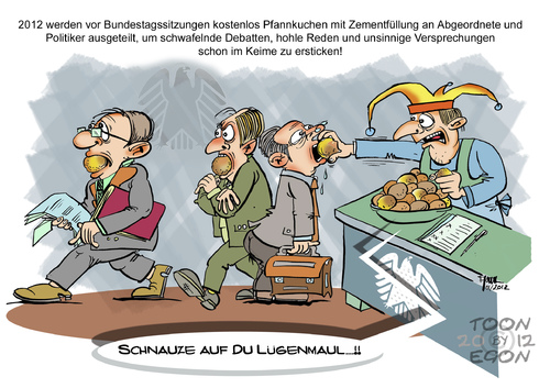 Cartoon: KantinenNeuerungen im Bundestag (medium) by cartoonist_egon tagged bundestagssitzungen,neu,organisiert