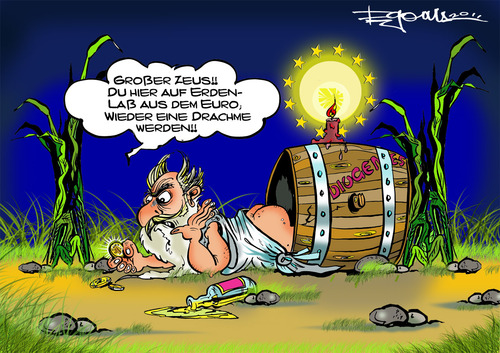 Cartoon: Oh Zeus!! (medium) by cartoonist_egon tagged greece,drachme,euro,krise,finbanzen