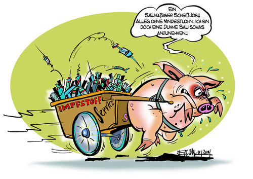 Cartoon: SAUmäßiger BlitzTransport (medium) by cartoonist_egon tagged sau,schweine,grippe