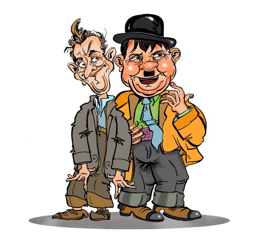 Cartoon: Stan Laurel und Oliver Hardy (medium) by cartoonist_egon tagged olli,stan,doof,und,dick