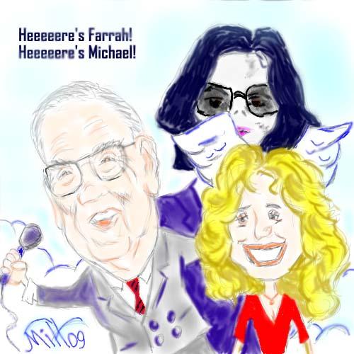 Cartoon: Ed Farrah Michael (medium) by montejosmontage tagged michael,jackson,farrah,fawcett,ed,mcmahon