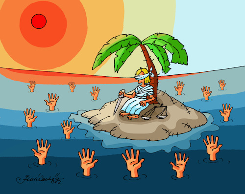 Cartoon: Law on a deserted island (medium) by halisdokgoz tagged law,on,deserted,island