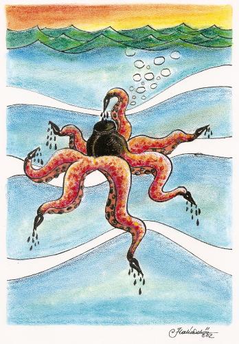 Cartoon: octopus (medium) by halisdokgoz tagged octopus,draw