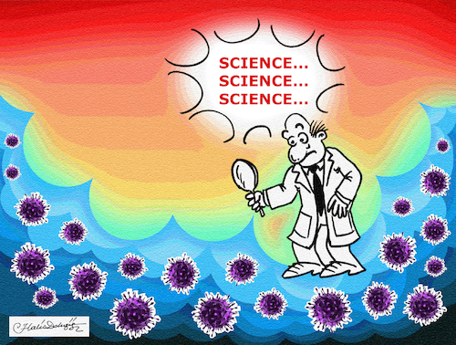 Cartoon: Science in the Time of Corona (medium) by halisdokgoz tagged science,in,the,time,of,corona