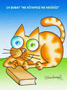 Cartoon: Ne kitapsiz ne kedisiz (small) by halisdokgoz tagged book,cat